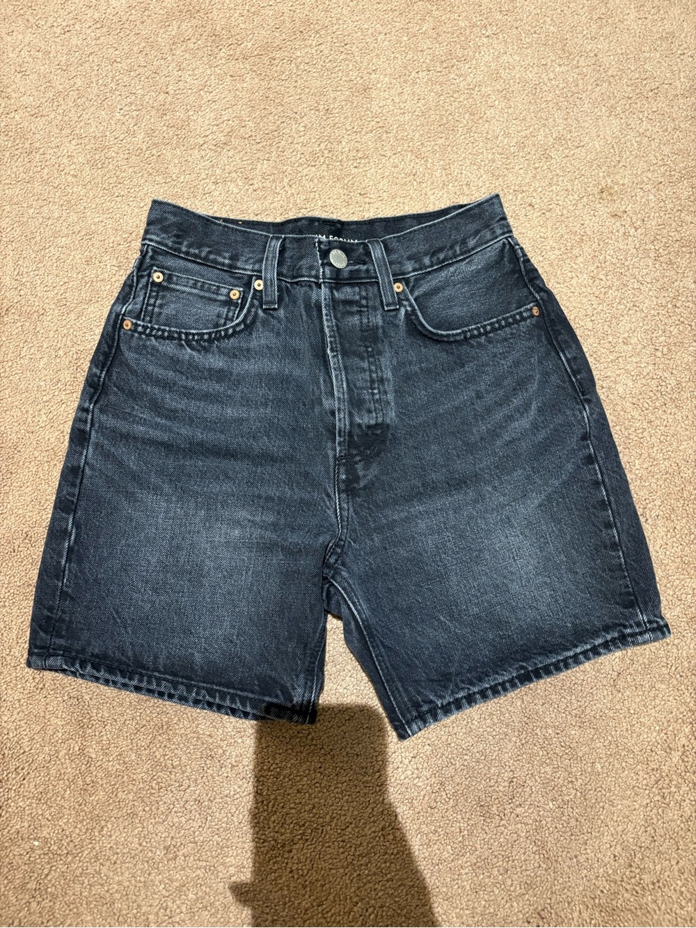 Denim Forum black the Joni loose long High-Rise Jean Shorts size 24